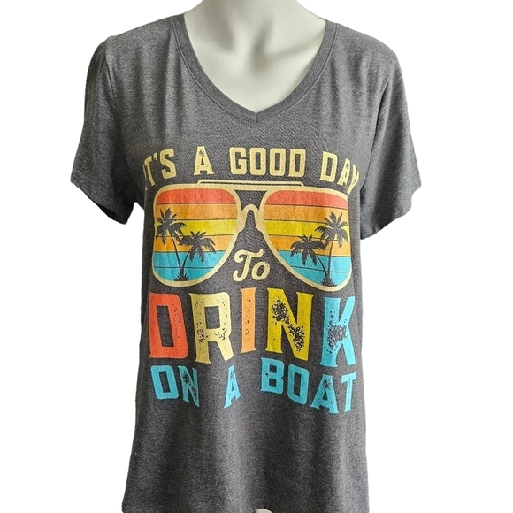 Boat drinking tshirt Womens Sz Large - Picture 1 of 6